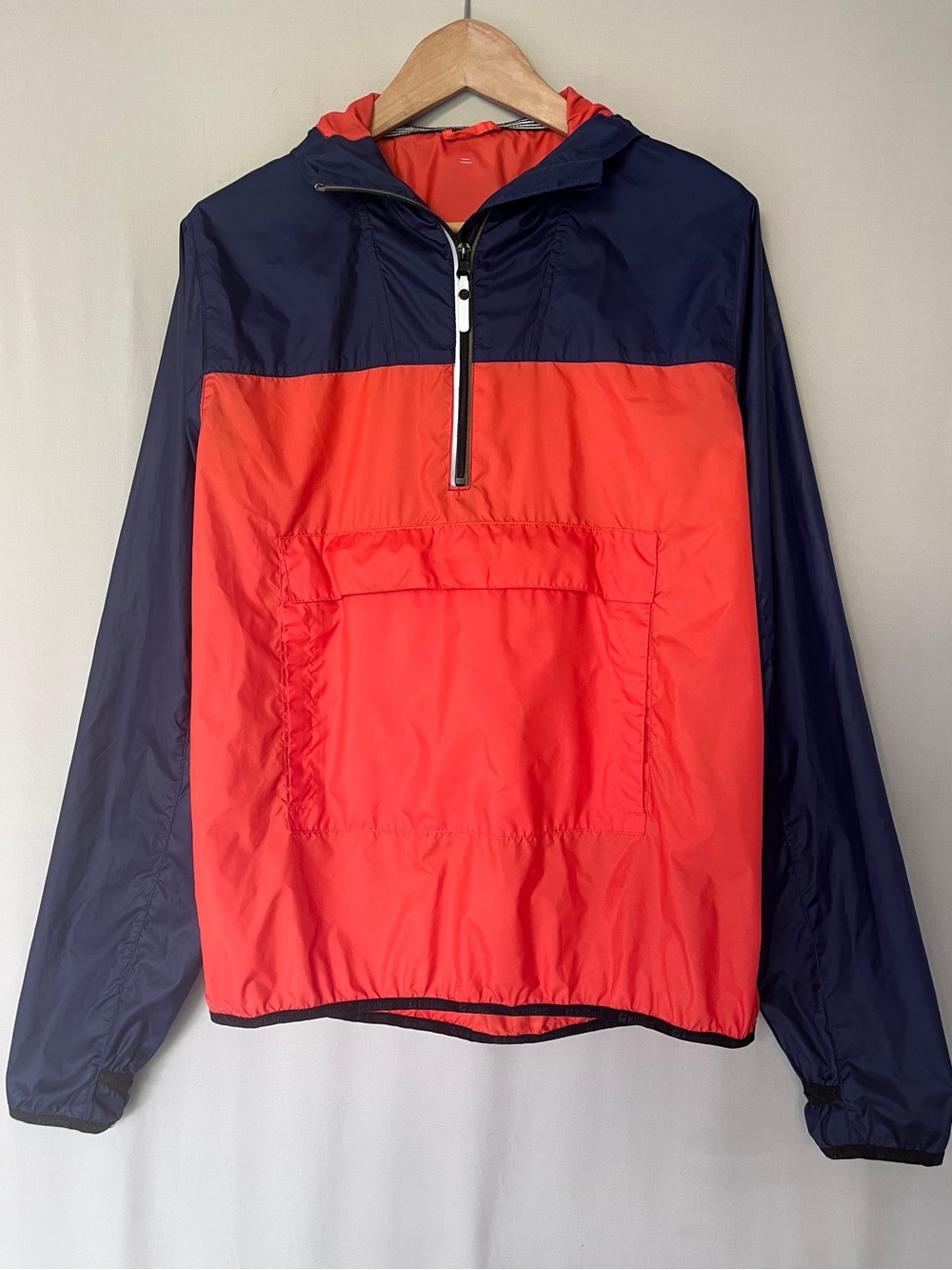Killtec Orange Navy Colorblock Anorak Windbreaker Hooded Pullover Packable M